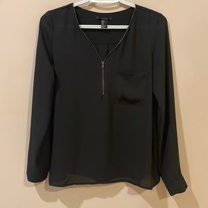 Black zipper up blouse